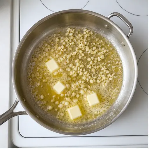 Step 1: Sautéing garlic in melted butter