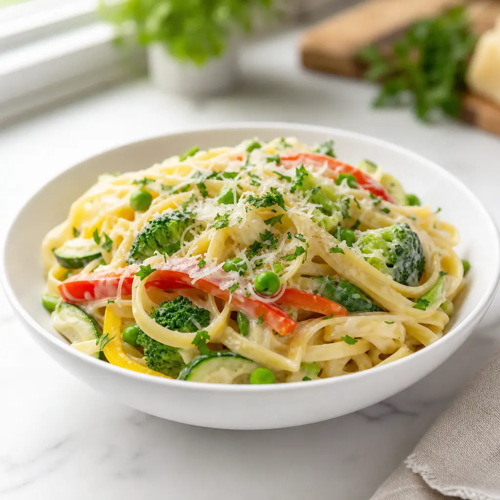 alfredo pasta primavera - final presentation