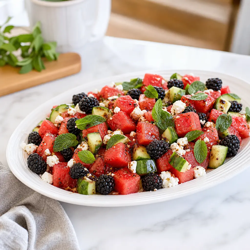 balsamic watermelon blackberry salad - final presentation