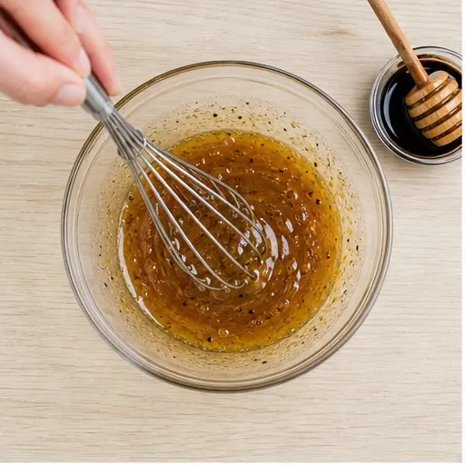 Step 1: Whisking the balsamic honey dressing