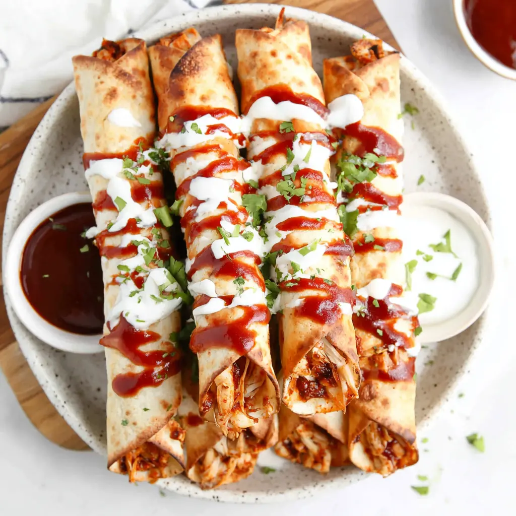 bbq chicken taquitos - final presentation