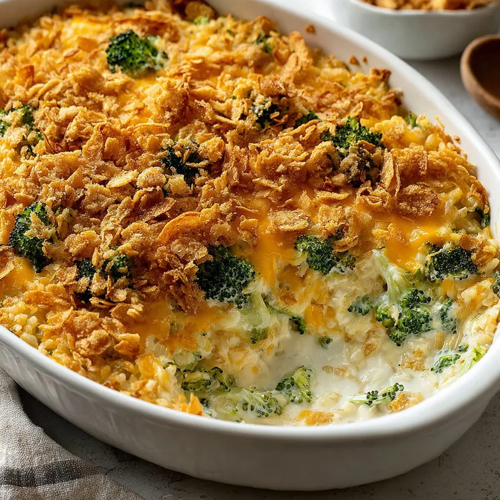 broccoli chicken cheese wild rice casserole - final presentation