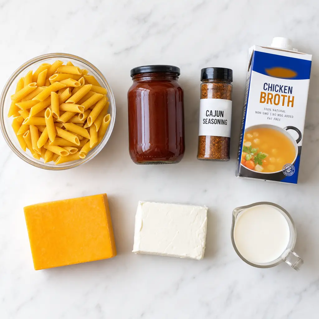 cajun bbq chicken pasta skillet - main ingredients