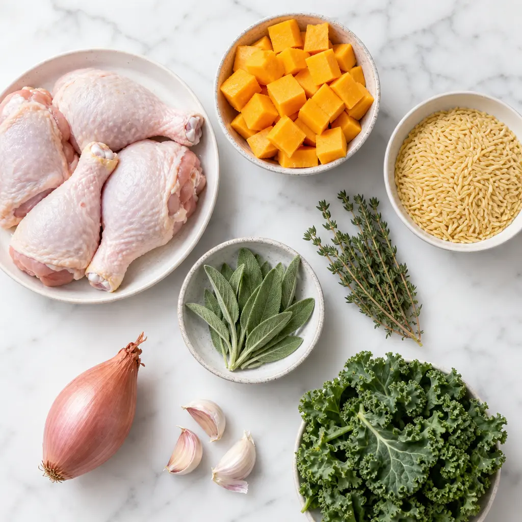 chicken butternut squash orzo - main ingredients