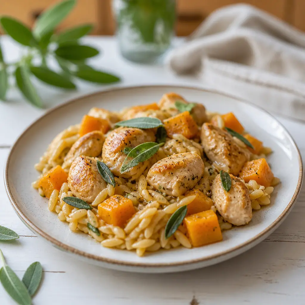 chicken butternut squash orzo - final presentation