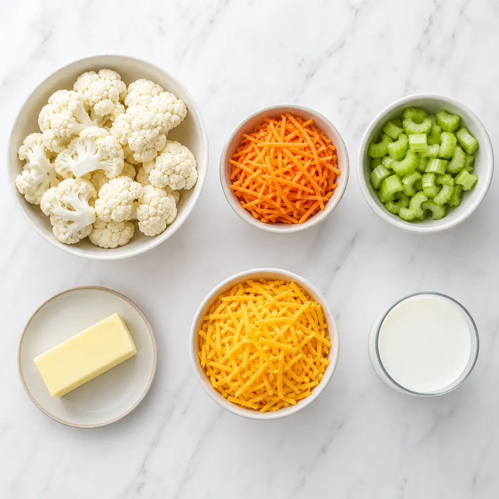 creamy cauliflower soup - main ingredients