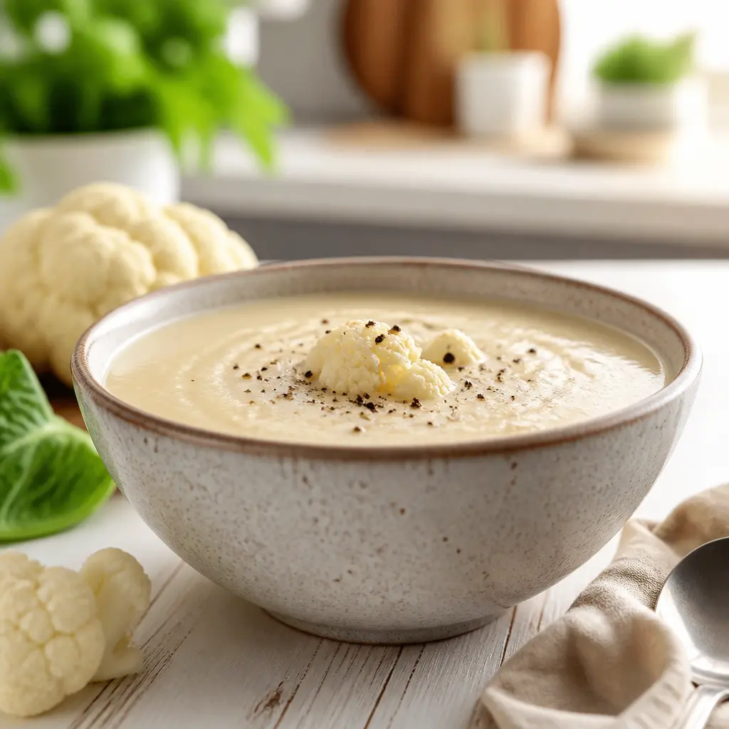 creamy cauliflower soup - final presentation