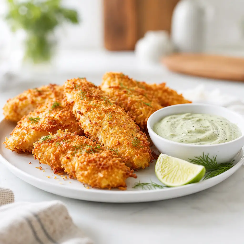 crunchy coconut chicken - final presentation