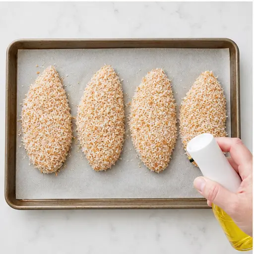 Step 3: Pressing into coconut-panko coating