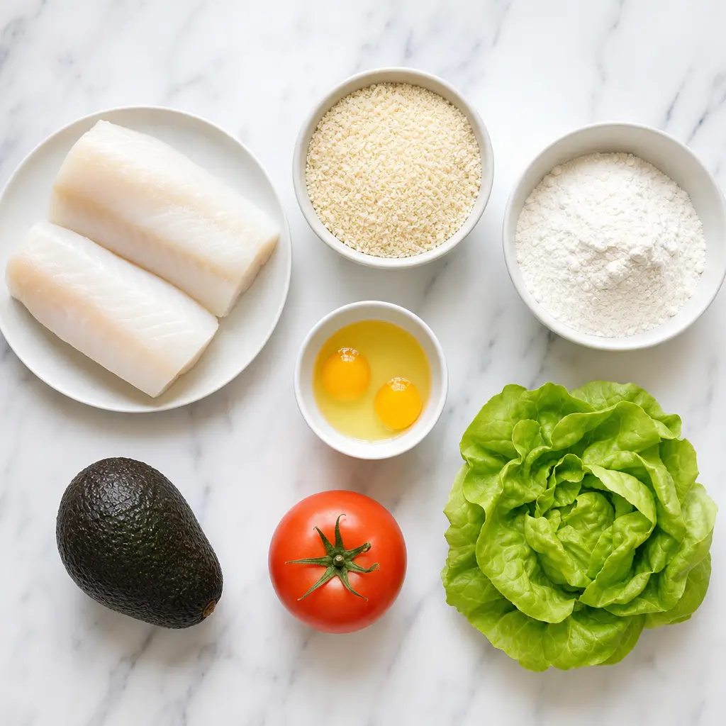 fried cod fish sandwich - main ingredients