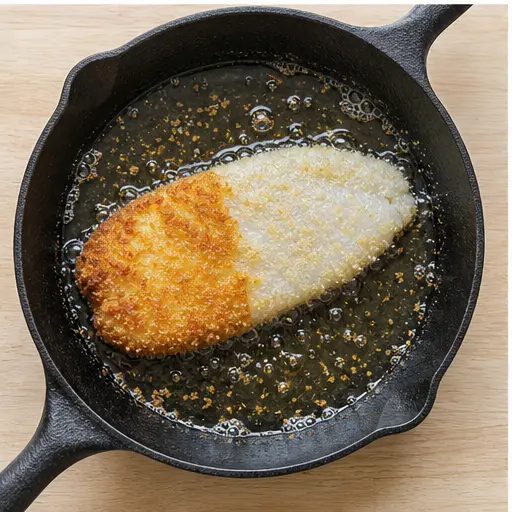 Step 3: Frying cod until golden brown
