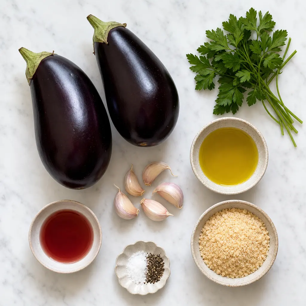 greek roasted eggplant dip melitzanosalata - main ingredients