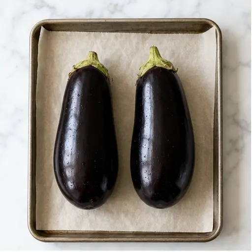 Step 1: Roasting whole eggplants
