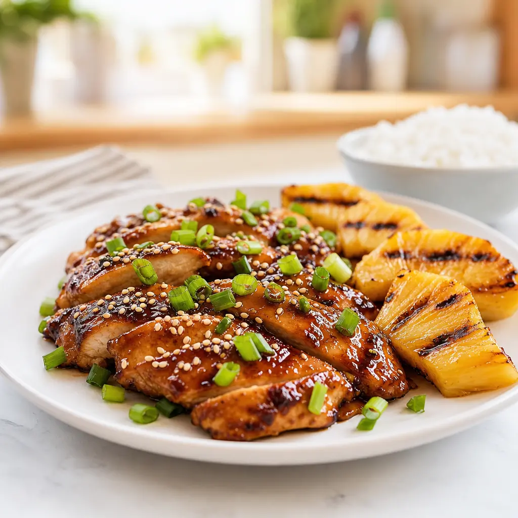 hawaiian teriyaki chicken - final presentation