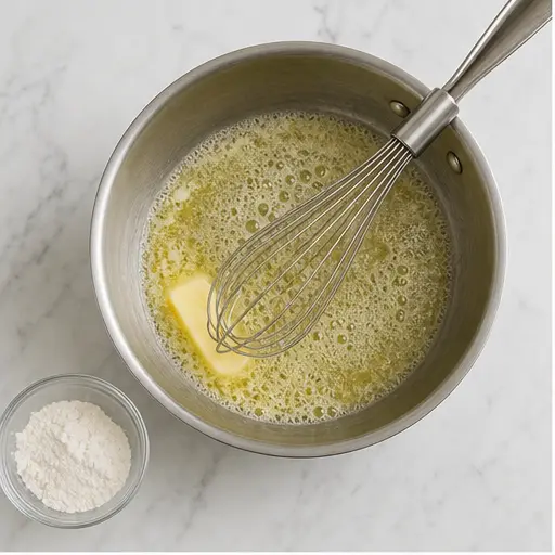 Step 1: Melting butter to start the roux