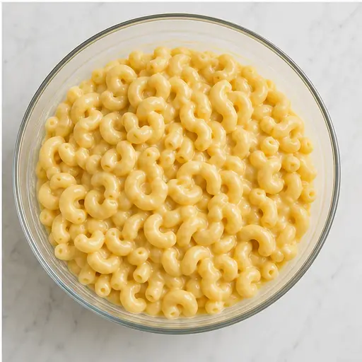 Step 4: Folding cooked pasta into the creamy cheese sauce