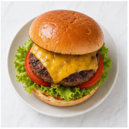 Step 4: Assembled cheeseburger ready to eat
