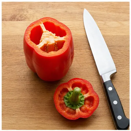 Step 1: Slicing off the top of the bell pepper