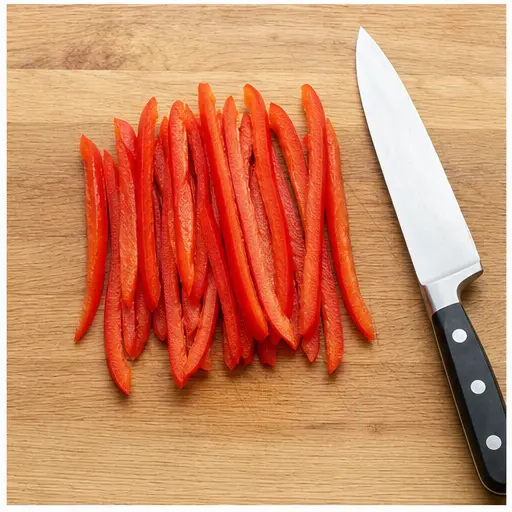 Step 3: Julienne strips of bell pepper