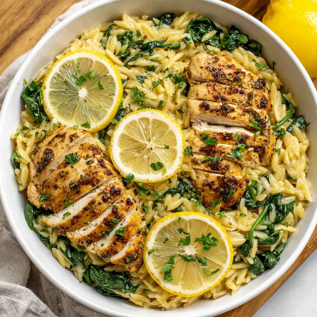 lemon chicken orzo - final presentation