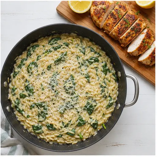 Step 4: Finishing with spinach, cream, and Parmesan