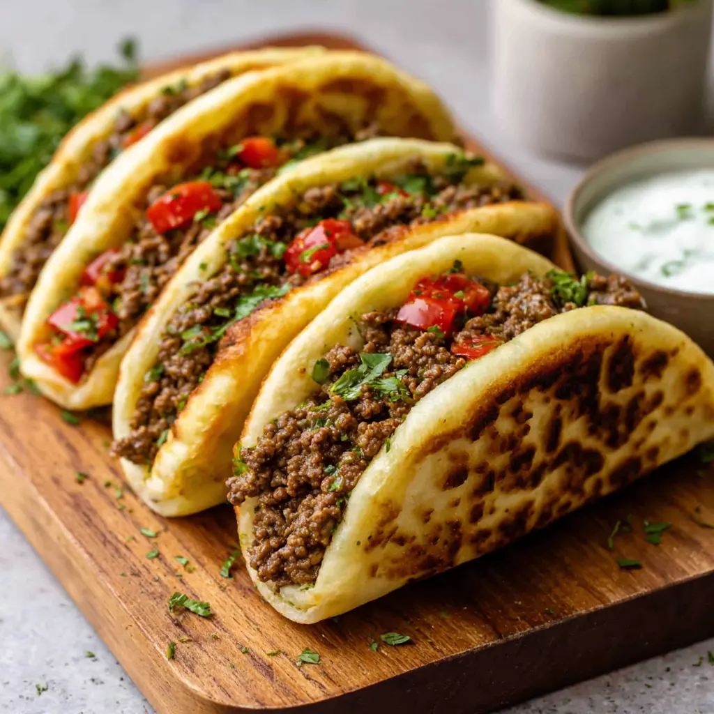 mediterranean ground beef pita pockets - final presentation