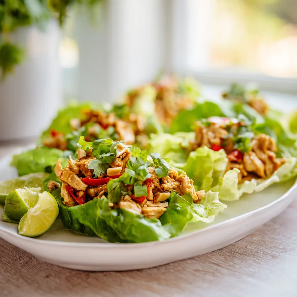peanut chicken lettuce wraps