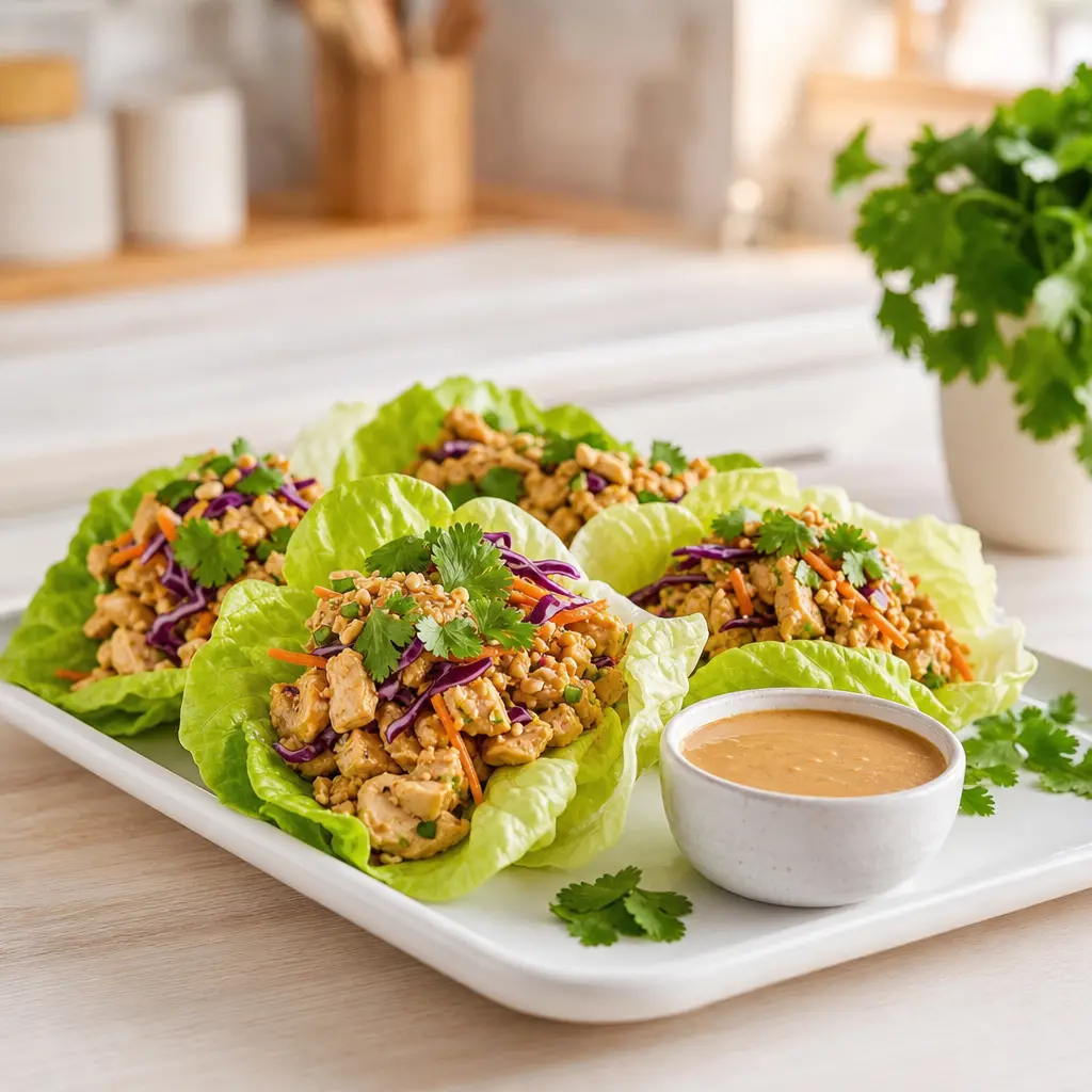 peanut chicken lettuce wraps - final presentation