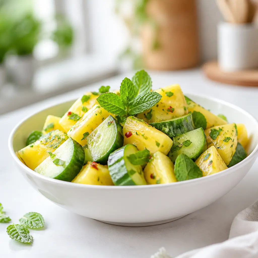 pineapple cucumber salad - final presentation