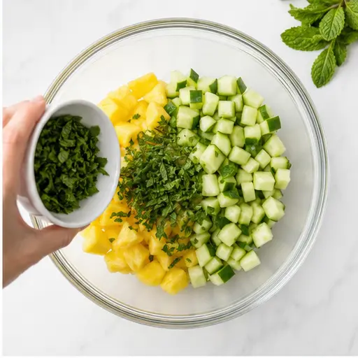 Step 2: Chopping fresh mint leaves
