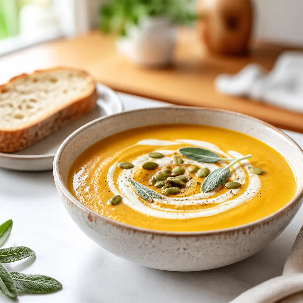 roasted butternut squash cauliflower soup - final presentation