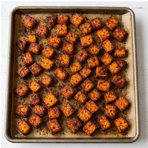 Step 4: Golden-brown crispy roasted sweet potatoes finished
