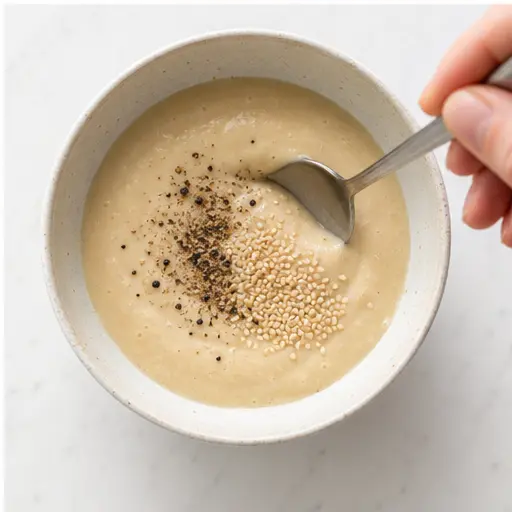 Step 4: Stirring in sesame seeds and pepper