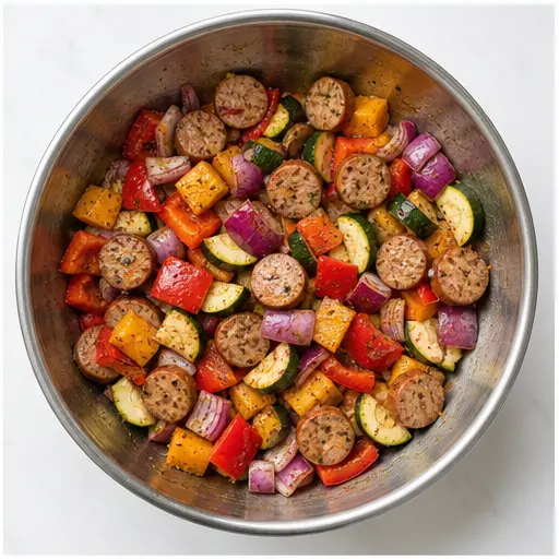 Step 2: Toss all ingredients with oil and seasonings
