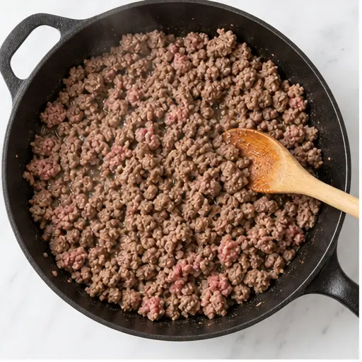 Step 1: Browning ground beef in skillet