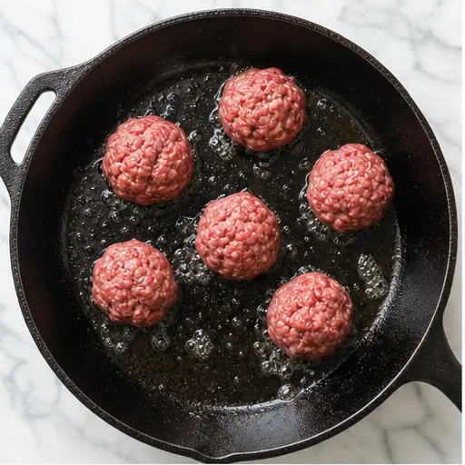 Step 1: Forming beef into balls