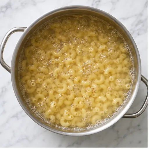 Step 1: Boiling elbow macaroni to al dente