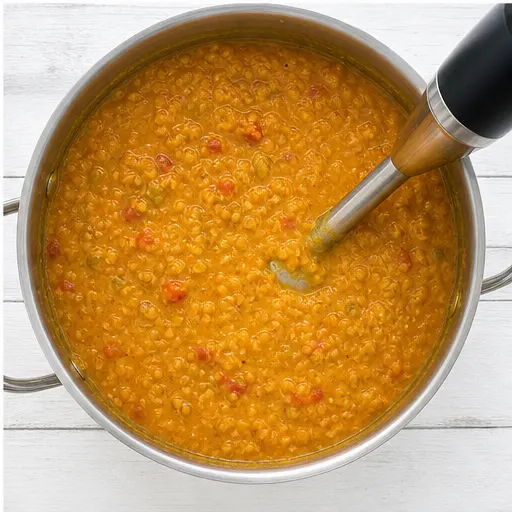 Step 4: Partially blending soup for creamy texture