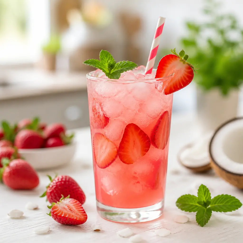 strawberry coconut water lemonade - final presentation