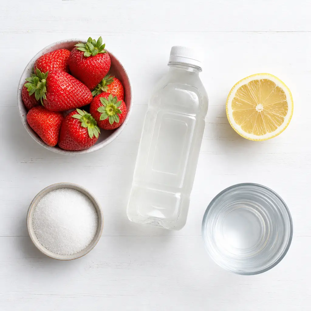 strawberry coconut water lemonade - main ingredients