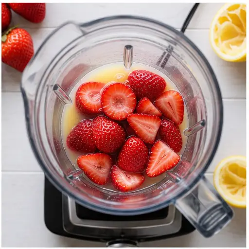 Step 2: Blending the strawberry-lemon puree