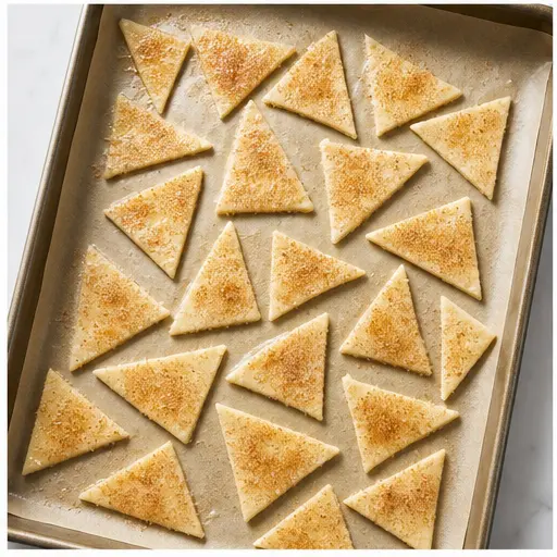 Step 3: Cut crust into triangles and arrange on baking sheet
