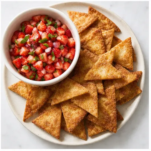 Step 4: Bake chips golden and serve with salsa