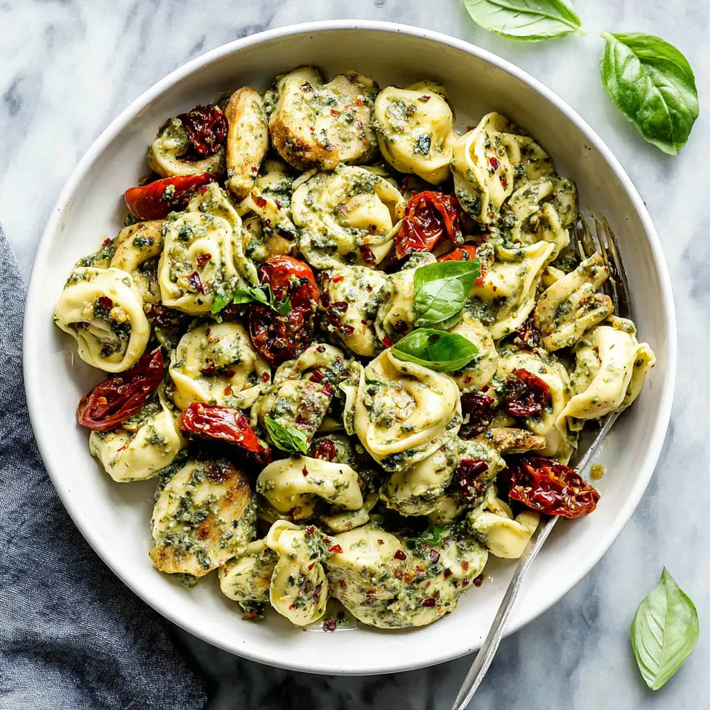 summer pesto tortellini skillet