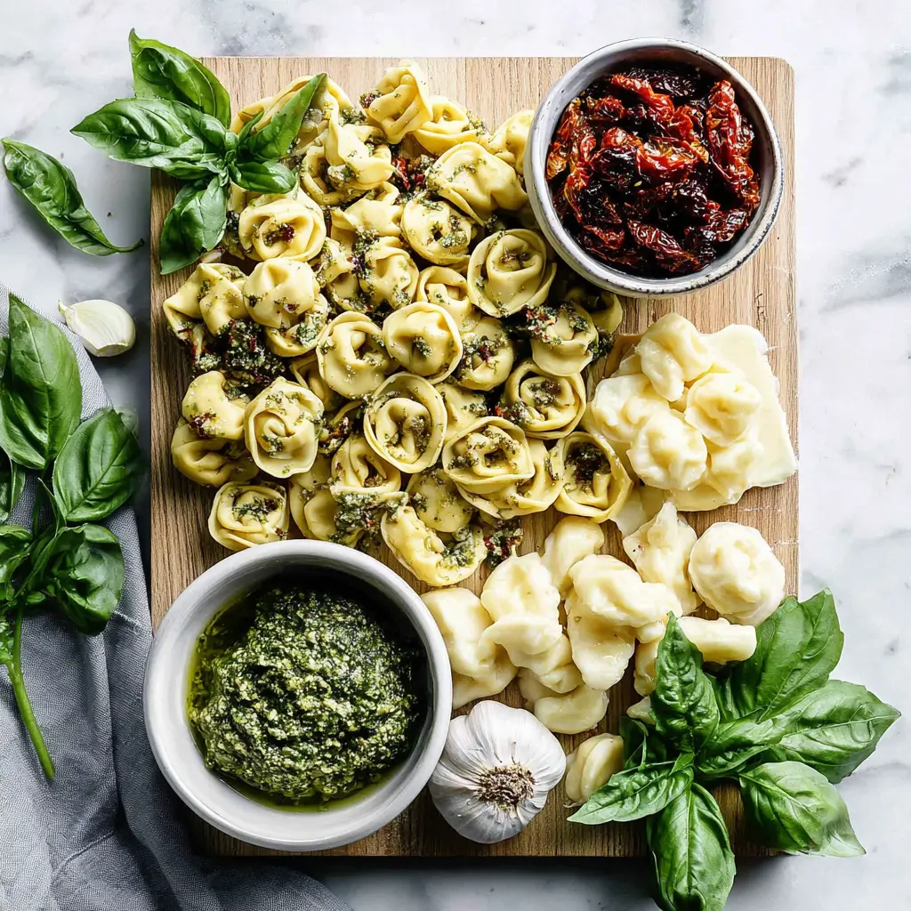summer pesto tortellini skillet - main ingredients