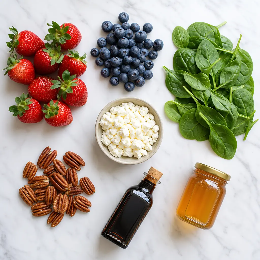 summer salad with berries - main ingredients