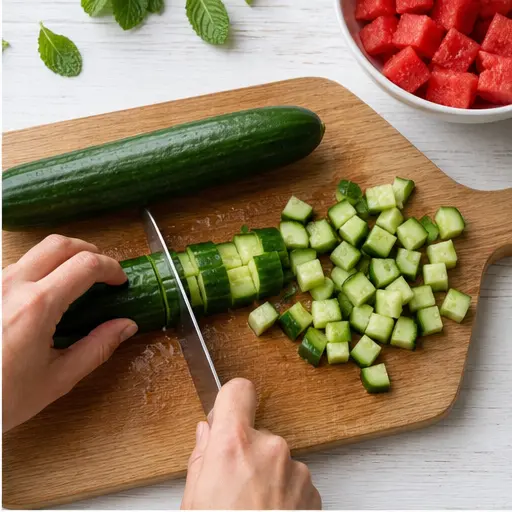 Step 2: Dicing the cucumber