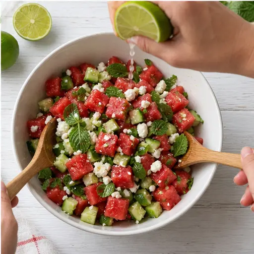 Step 4: Tossing with lime and mint