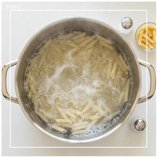 alfredo pasta primavera - step 1