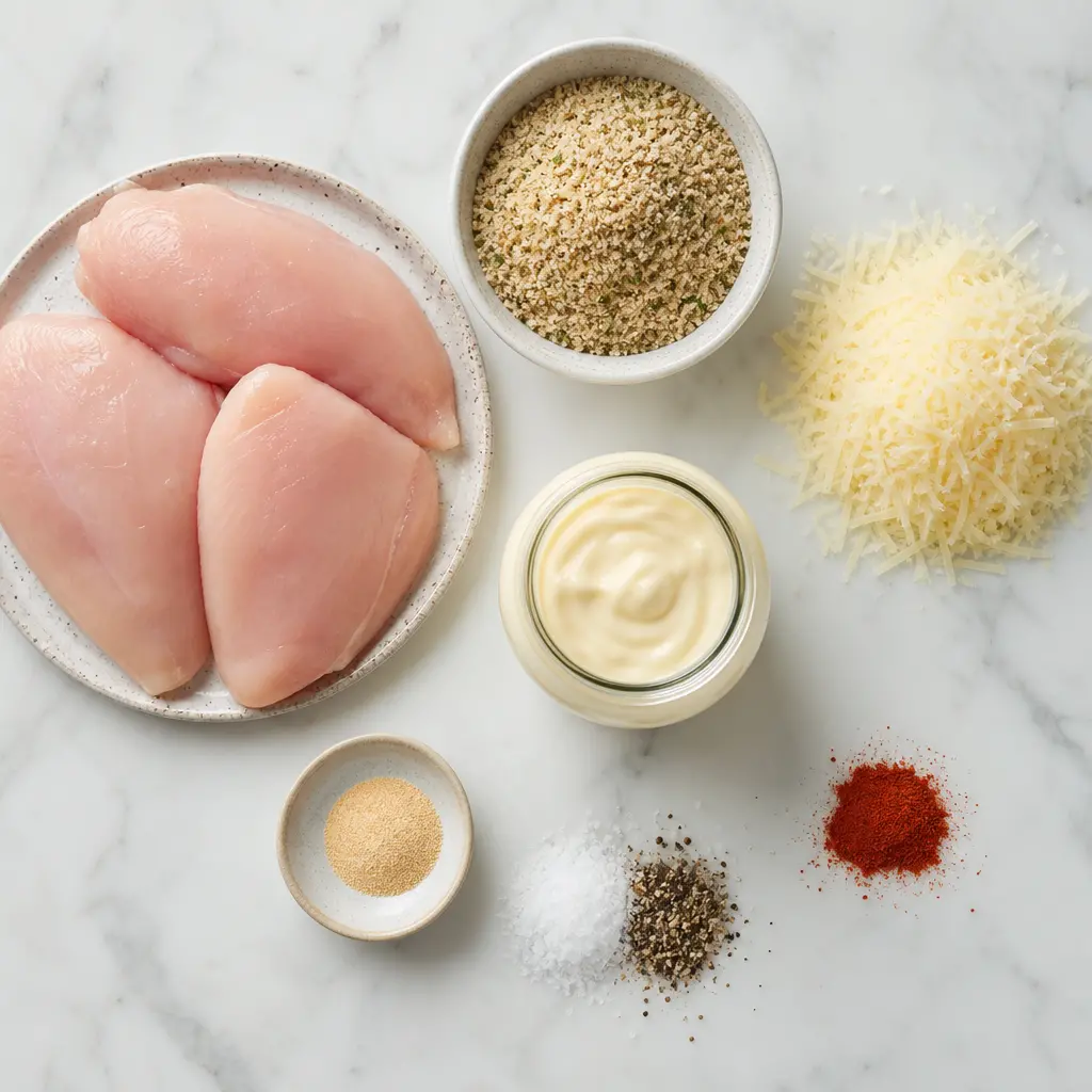 baked parmesan chicken - main ingredients